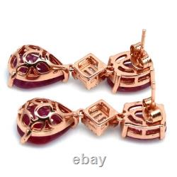 925 Sterling Silver Red Ruby & Cubic Zirconia Made in Thailand Earrings