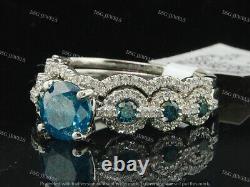 925 Sterling Silver Ring Band Women's Bridal Set 3.40 Ct Lab Created Aquamarine