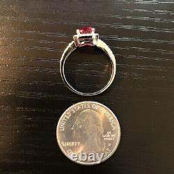 925 Sterling Silver Ring Real Lab Made Ruby & Cz Accent Size 7.5