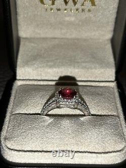 925 Sterling Silver Ring Real Lab Made Ruby & Cz Accent Size 7.5