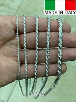 925 Sterling Silver Rope Chain Necklace Lobster Clasp Made In Italy