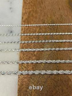 925 Sterling Silver Rope Chain Necklace Lobster Clasp Made In Italy