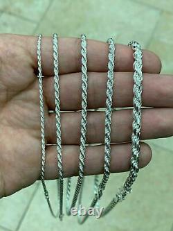 925 Sterling Silver Rope Chain Necklace Lobster Clasp Made In Italy