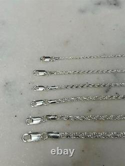 925 Sterling Silver Rope Chain Necklace Lobster Clasp Made In Italy