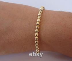 925 Sterling Silver Round Beaded Bracelet /8'' Adjustable / Italian Made