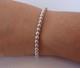 925 Sterling Silver Round Beaded Bracelet /8'' Adjustable / Italian Made