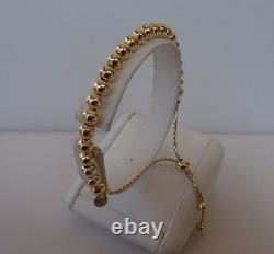 925 Sterling Silver Round Beaded Bracelet /8'' Adjustable / Italian Made