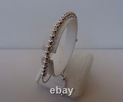 925 Sterling Silver Round Beaded Bracelet /8'' Adjustable / Italian Made