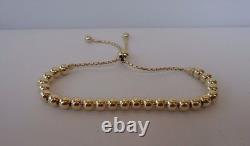 925 Sterling Silver Round Beaded Bracelet /8'' Adjustable / Italian Made