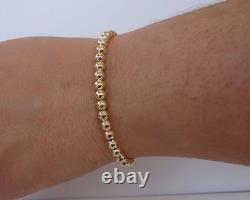 925 Sterling Silver Round Beaded Bracelet /8'' Adjustable / Italian Made