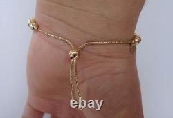 925 Sterling Silver Round Beaded Bracelet /8'' Adjustable / Italian Made