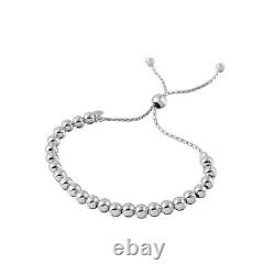 925 Sterling Silver Round Beaded Bracelet /8'' Adjustable / Italian Made