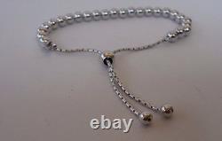 925 Sterling Silver Round Beaded Bracelet /8'' Adjustable / Italian Made