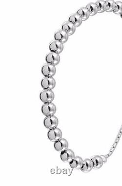 925 Sterling Silver Round Beaded Bracelet /8'' Adjustable / Italian Made