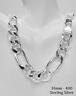 925 Sterling Silver THICK SOLID FIGARO Link Chain Necklace, Made in Italy