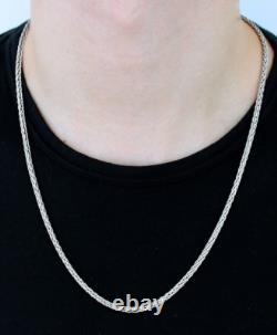 925 Sterling Silver Wheat 080 (Spiga) Chain Necklace 3.4 mm Made in Italy