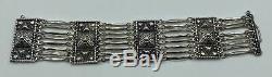 925 Sterling Silver Wide Panel Chunky Biker Bracelet Made in Mexico 74g