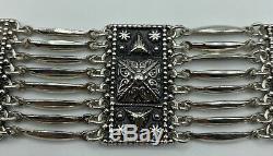 925 Sterling Silver Wide Panel Chunky Biker Bracelet Made in Mexico 74g