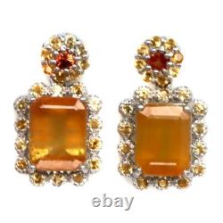 925 Sterling Silver Yellow Fancy Color Sapphire Made in Thailand Earrings