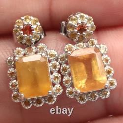 925 Sterling Silver Yellow Fancy Color Sapphire Made in Thailand Earrings