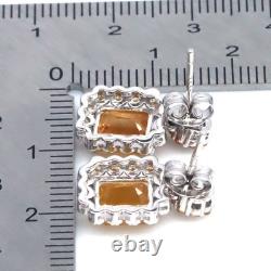 925 Sterling Silver Yellow Fancy Color Sapphire Made in Thailand Earrings