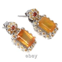 925 Sterling Silver Yellow Fancy Color Sapphire Made in Thailand Earrings