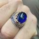 925 sterling silver Man ring with Shiny Sapphire made in TURKEY FREE Shipping