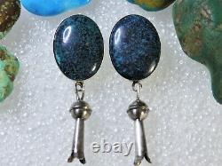 AAA Webbed TURQUOISE NAVAJO made STERLING Silver SQUASH BLOSSOMS Post Earrings