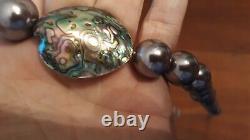 ABALONE and STERLING SILVER Necklace. 925 Designer Made Signed ONE OF A KIND
