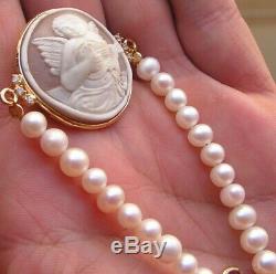 ANTIQUE STYLE CAMEO BRACELET WORKED HAND PEARL Vintage Artisan made in italy