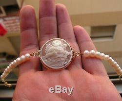 ANTIQUE STYLE CAMEO BRACELET WORKED HAND PEARL Vintage Artisan made in italy