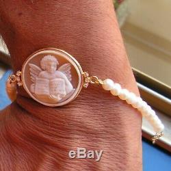 ANTIQUE STYLE CAMEO BRACELET WORKED HAND Vintage Artisan made in italy angel