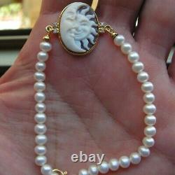 ANTIQUE STYLE CAMEO BRACELET WORKED HAND Vintage Artisan made italy Sun & moon