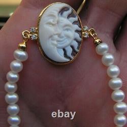 ANTIQUE STYLE CAMEO BRACELET WORKED HAND Vintage Artisan made italy Sun & moon