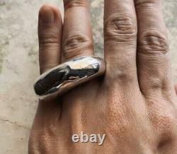 Adjustable Unisex Custom Made Solid Heavy Sterling Silver HORN Ring