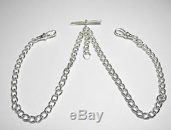 Albert Chain Solid Sterling Silver Pocket Watch Double Curb Made in UK FA47