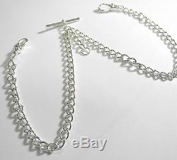 Albert Chain Solid Sterling Silver Pocket Watch Double Curb Made in UK FA47