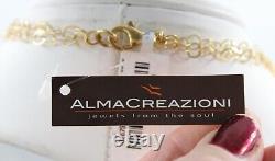 Alma Creazioni Sterling Silver Gold Beaded Necklace Made In Italy New With Tag