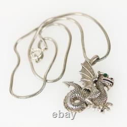 Amazing Vintage Custom Made Sterling Silver Dragon Pendant Necklace