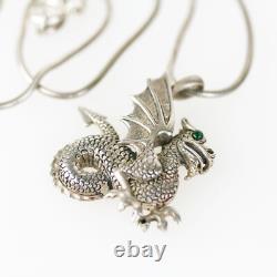Amazing Vintage Custom Made Sterling Silver Dragon Pendant Necklace