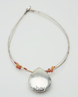 Amazing artisanal hand made abstract modern sterling silver art necklace