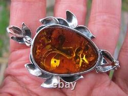 Amber Fossil Green Man Pendant 925 Sterling Silver Lithuanian Healing Hand made