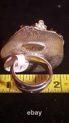Amber Sterling Silver 925 Ring Story Tell Adjustable 26g Hand Made From Poland