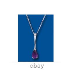 Amethyst Pendant Solid Sterling Silver Pear Solitaire Necklace British made