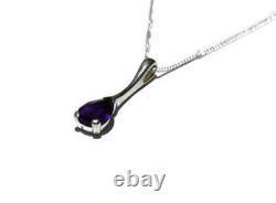 Amethyst Pendant Solid Sterling Silver Pear Solitaire Necklace British made
