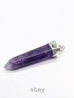 Amethyst Point & Ethiopian Opal Artisan Hand Made Sterling Silver Pendant. A10c