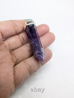 Amethyst Point & Ethiopian Opal Artisan Hand Made Sterling Silver Pendant. A10c