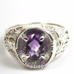 Amethyst, Solid 925 Sterling Silver Ladies Ring, SR075-Handmade
