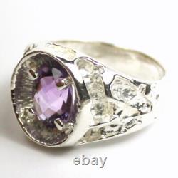 Amethyst, Solid 925 Sterling Silver Ladies Ring, SR075-Handmade