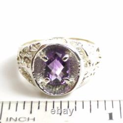 Amethyst, Solid 925 Sterling Silver Ladies Ring, SR075-Handmade